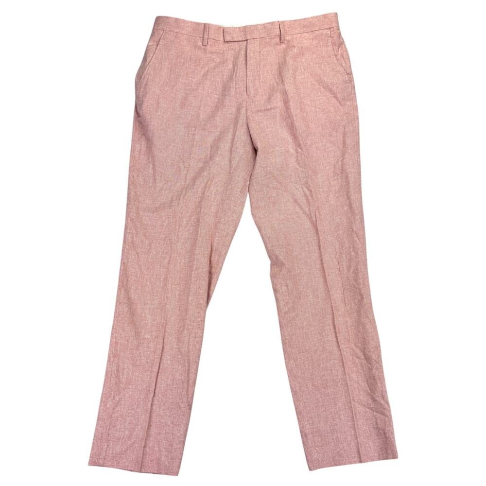 Ted Baker Mens Damaskt Slim Fit Linen Blend Chino Pants Pink 38R